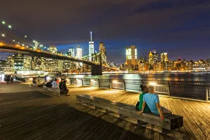 Enjoying the of Manhattan from Brooklyn bridger park, New York, USA Enjoying the of Manhattan from Brooklyn bridger park, New York, USA