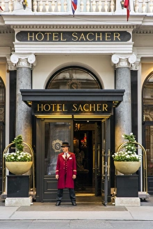 Entrance at Hotel Sacher, Vienna, Austria Entrance at Hotel Sacher, Vienna, Austria