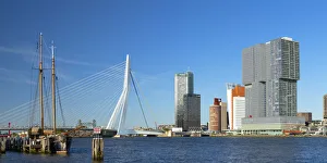 Rotterdam Prints: Rotterdam Cityscape Print - Erasmus Bridge and Skyline