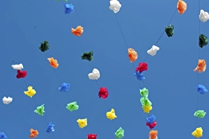 Europe, France, Dordogne, Montignac. Plastic flowers at the celebrations to remember Occitania Europe, France, Dordogne, Montignac. Plastic flowers at the celebrations to remember Occitania