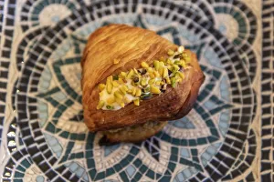 Europe, Italy, Campania. A sfogliatella, typical pastry in the area of the Sorrento Coast Europe, Italy, Campania. A sfogliatella, typical pastry in the area of the Sorrento Coast