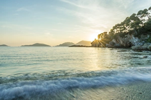 europe, Italy, Liguria. Fiascherino bay at sunset europe, Italy, Liguria. Fiascherino bay at sunset