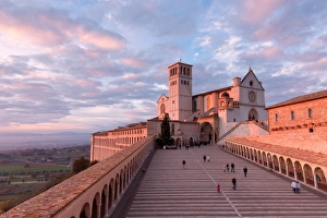 Europe, Italy, Perugia distict, Assisi. The Basilica of St. Francis at sunset Europe, Italy, Perugia distict, Assisi. The Basilica of St. Francis at sunset