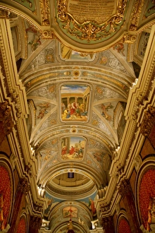Europe, Malta, Vittoriosa; The Interior of a Parish Church during the feast of the patron Europe, Malta, Vittoriosa; The Interior of a Parish Church during the feast of the patron