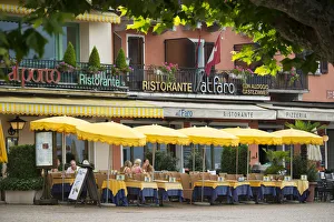 Europe, Switzerland, Ticino, Ascona, outdoor restaurants along the waterfront Europe, Switzerland, Ticino, Ascona, outdoor restaurants along the waterfront