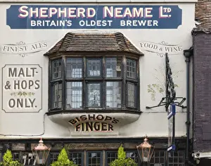Prints of The exterior of the Bishops Finger, 16th century pub in Canterbury, Kent, England Canterbury Prints: 16th Century Bishops Finger Pub Print, Canterbury, England