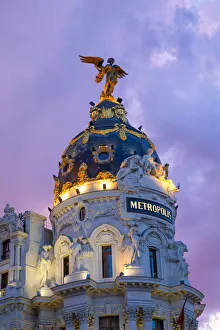 Exterior of Metropolis Building at Dusk, Madrid, Spain Exterior of Metropolis Building at Dusk, Madrid, Spain
