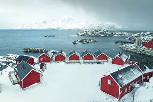 Norway Collection: Fisherman village near to Leknes bay during a winter day, Vestvagoy, Lofoten island, Norway