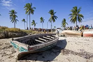 Nampula Collection: A fishing boat on the beach at Ilha do Mozambique