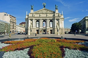 Floral Feature outside the Lviv Theater of Opera and Ballet Floral Feature outside the Lviv Theater of Opera and Ballet