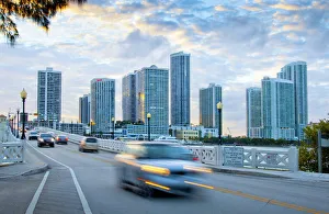 Florida, Miami, Venetian Causeway, Crosses Biscayne Bay Connecting Miami Beach To Florida, Miami, Venetian Causeway, Crosses Biscayne Bay Connecting Miami Beach To