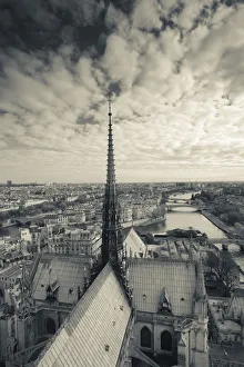 France, Paris, elevated view of the Seine River and city from the Cathedrale Notre France, Paris, elevated view of the Seine River and city from the Cathedrale Notre