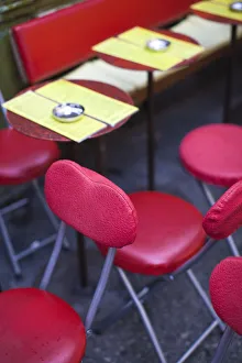 France, Paris, Left Bank, cafe tables, rue de Buci France, Paris, Left Bank, cafe tables, rue de Buci