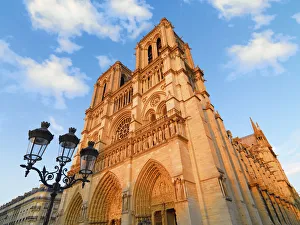 France, Paris, Notre Dame Cathedral Low view at sunset France, Paris, Notre Dame Cathedral Low view at sunset