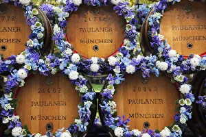 Germany, Bavaria, Munich, Oktoberfest, Beer Barrels Germany, Bavaria, Munich, Oktoberfest, Beer Barrels