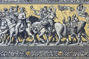 Germany, Saxony, Dresden, Augustusstrasse, Furstenzug 102m-long tiled mural (Procession Germany, Saxony, Dresden, Augustusstrasse, Furstenzug 102m-long tiled mural (Procession