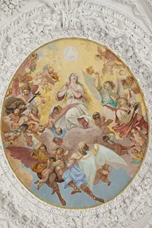 Germany, Upper Bavaria, Altotting, St.Madgalene Church, Detail of Ceiling Artwork Germany, Upper Bavaria, Altotting, St.Madgalene Church, Detail of Ceiling Artwork