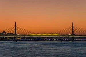 Golden Horn Metro Bridge at sunset, Istanbul, Turkey Golden Horn Metro Bridge at sunset, Istanbul, Turkey
