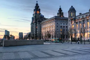 Prints of the Three Graces of the Pier Head, Liverpool, UK Liverpool Prints: The Three Graces Print, Liverpool Pier Head UK
