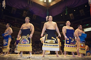 Grand Taikai Sumo Wrestling Tournament Dohyo ring entering Grand Taikai Sumo Wrestling Tournament Dohyo ring entering