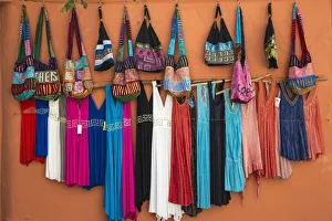 Greece, Attica, Athens, Clothes and bags for sale in Plaka Greece, Attica, Athens, Clothes and bags for sale in Plaka