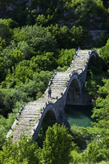 Greece, Epirus Region, Zagorohoria Area, Vikos Gorge, Ottoman-era multi-arched bridge Greece, Epirus Region, Zagorohoria Area, Vikos Gorge, Ottoman-era multi-arched bridge