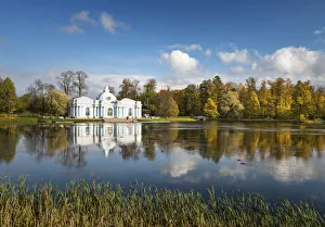 Grotto Pavilion reflected in the Great Pond, Catherine Park, Pushkin (Tsarskoye Selo) Grotto Pavilion reflected in the Great Pond, Catherine Park, Pushkin (Tsarskoye Selo)