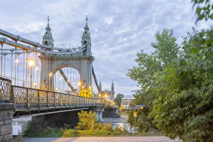 Hammersmith Bridge Illuminated Print at Dusk, London