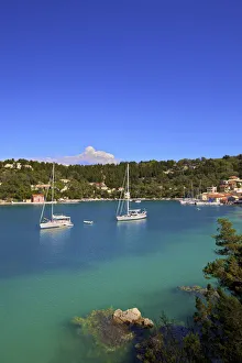 Harbour At Lakka, Paxos, The Ionian Islands, Greek Islands, Greece, Europe Harbour At Lakka, Paxos, The Ionian Islands, Greek Islands, Greece, Europe