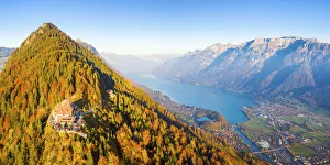Harder Kulm, Lake Brienz and Interlaken valley, Berner Oberland, Switzerland, Europe Harder Kulm, Lake Brienz and Interlaken valley, Berner Oberland, Switzerland, Europe