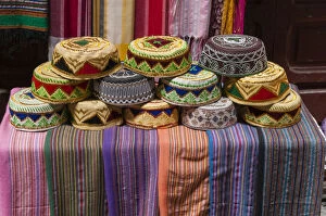 Medina of Marrakesh Collection: Hats, Medina Souk, Marrakech, Morocco
