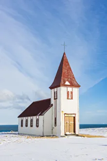 Snaefellsnes Peninsula Landscapes Prints: Hellnar, Snaefellsnes Peninsula, Western Iceland, Iceland. Hellnar church in winter