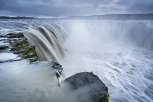 Western European Nature Scenes Prints: High angle view of Selfoss waterfall, Northeast Iceland, Iceland
