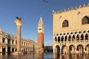 High tide in the morning in St Marks Square. Venice, Veneto, Italy High tide in the morning in St Marks Square. Venice, Veneto, Italy