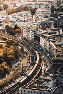 High view of railways near Alexanderplatz in Berlin, Germany High view of railways near Alexanderplatz in Berlin, Germany