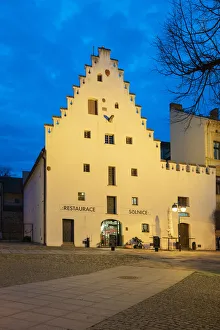Historic building named Solnice on Piaristicke namesti at twilight, Ceske Budejovice, South Bohemian Region Historic building named Solnice on Piaristicke namesti at twilight, Ceske Budejovice, South Bohemian Region