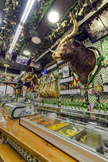Historical tapas bar adorned with traditional bullfighting memorabilia, Madrid, Community of Madrid Historical tapas bar adorned with traditional bullfighting memorabilia, Madrid, Community of Madrid