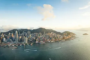Hong Kong harbour, & Central skyline, Hong Kong Island, Hong Kong, China Hong Kong harbour, & Central skyline, Hong Kong Island, Hong Kong, China