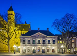 Hoofdwacht (guard house) on Vrijthof square at dusk, Maastricht, Limburg, Netherlands Hoofdwacht (guard house) on Vrijthof square at dusk, Maastricht, Limburg, Netherlands