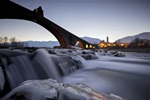 Prints of Hunchbacked Devil bridge in Bobbio, Trebbia Valley, Piacenza, Emilia Romagna, Italy Piacenza Prints: Hunchbacked Devil Bridge Print, Bobbio, Italy