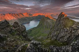 Norway Collection: Husfjellet and the other peaks in Senja Island, Norway