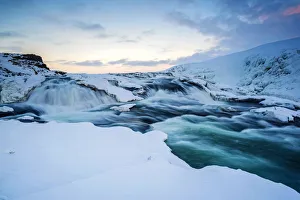 Iceland, Europe. Frozen Gullfoss waterfall in wintertime Iceland, Europe. Frozen Gullfoss waterfall in wintertime