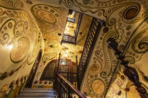 Interior view of Casa Comalat modernist building, Barcelona, Catalonia, Spain Interior view of Casa Comalat modernist building, Barcelona, Catalonia, Spain