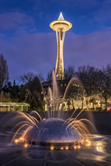 The International Fountain with Space Needle in the background, Seattle Center, Seattle The International Fountain with Space Needle in the background, Seattle Center, Seattle