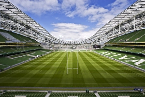 Ireland, Dublin, Lansdowne Road Football stadium, interior panoramic view looking Ireland, Dublin, Lansdowne Road Football stadium, interior panoramic view looking