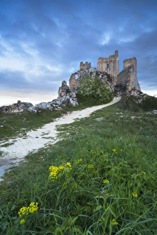 Italy, Abruzzo, The castle of Rocca Calascio and the ruins of the old village Italy, Abruzzo, The castle of Rocca Calascio and the ruins of the old village