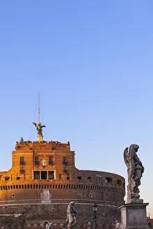 Italy, Lazio, Rome, Castle St. Angelo and statues on St. Angelo bridge Italy, Lazio, Rome, Castle St. Angelo and statues on St. Angelo bridge