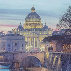 Italy, Lazio, Rome, River Tiber, St. Peter's Basilica Italy, Lazio, Rome, River Tiber, St. Peter's Basilica