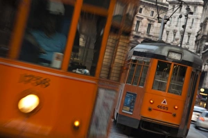 Italy, Lombardy, Milan, Piazza Cordusio, trams Italy, Lombardy, Milan, Piazza Cordusio, trams