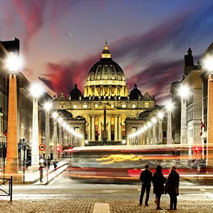 Italy, Rome, St. Peter Basilica by night Italy, Rome, St. Peter Basilica by night